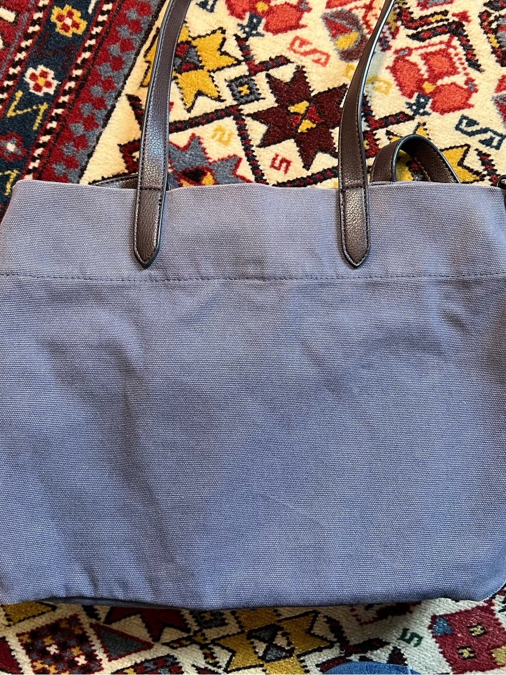 Banana Republic Blue Canvas‎ Tote with Leather Straps